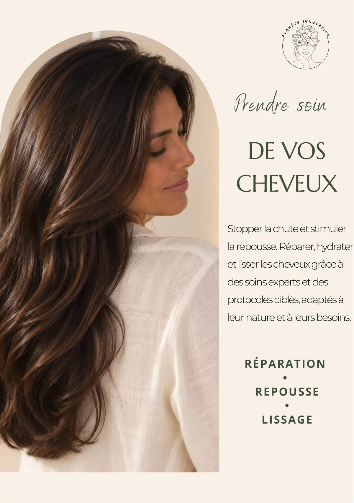 Prendre soin de vos cheveux. Stopper la chute et stimuler la repousse, réparer, hydrater et lisser. Réparation, repousse, lissage.