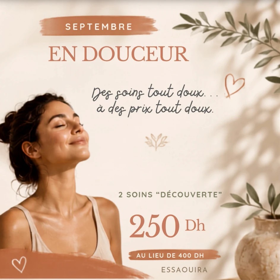 Septembre en douceur : deux soins découverte, Hydrafacial ou cavitation minceur ventre, à 250 Dh au lieu de 400 Dh, à Essaouira.
